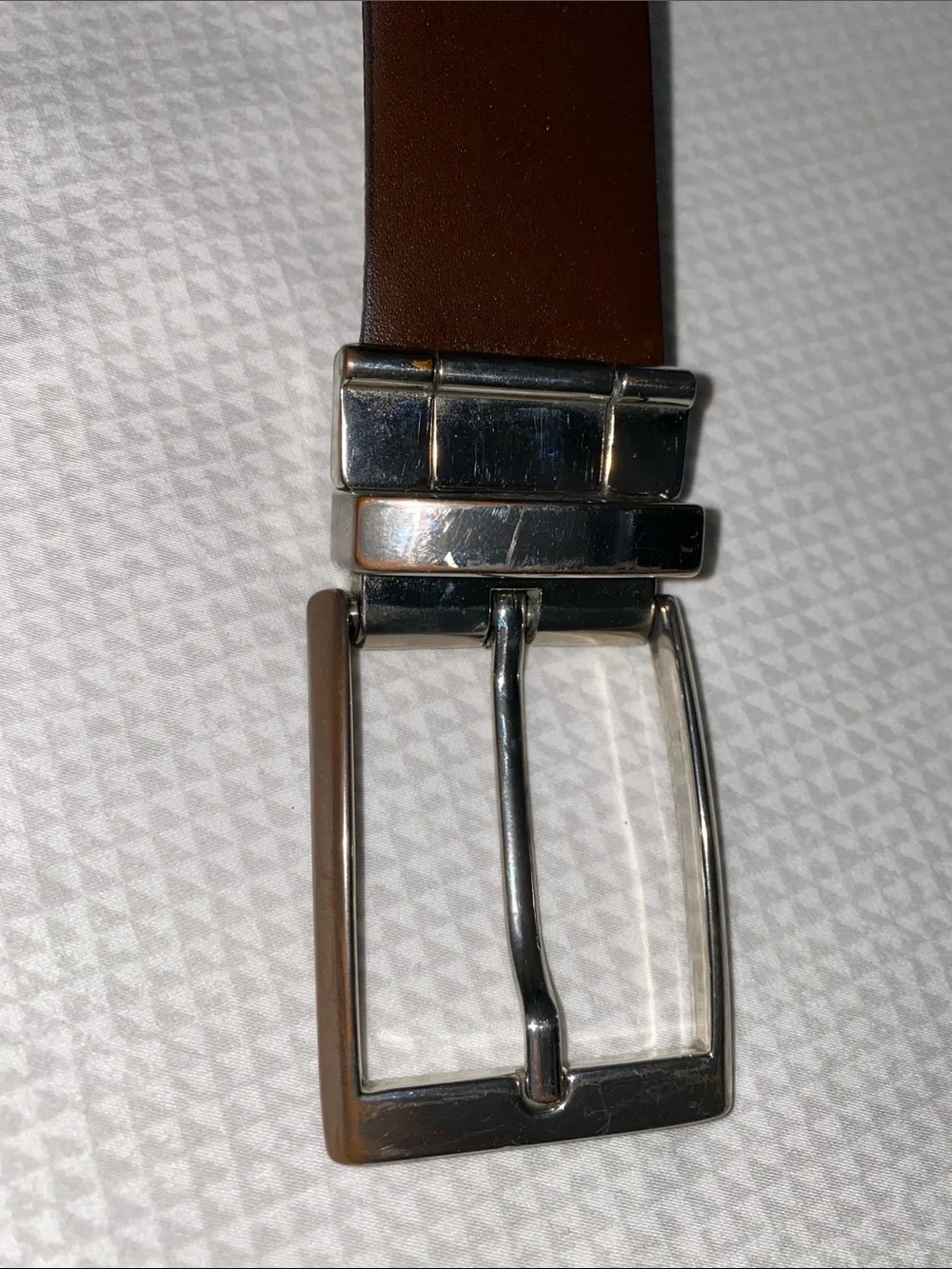 Men's Brown Genuine Leather Belt with Silver Buckle